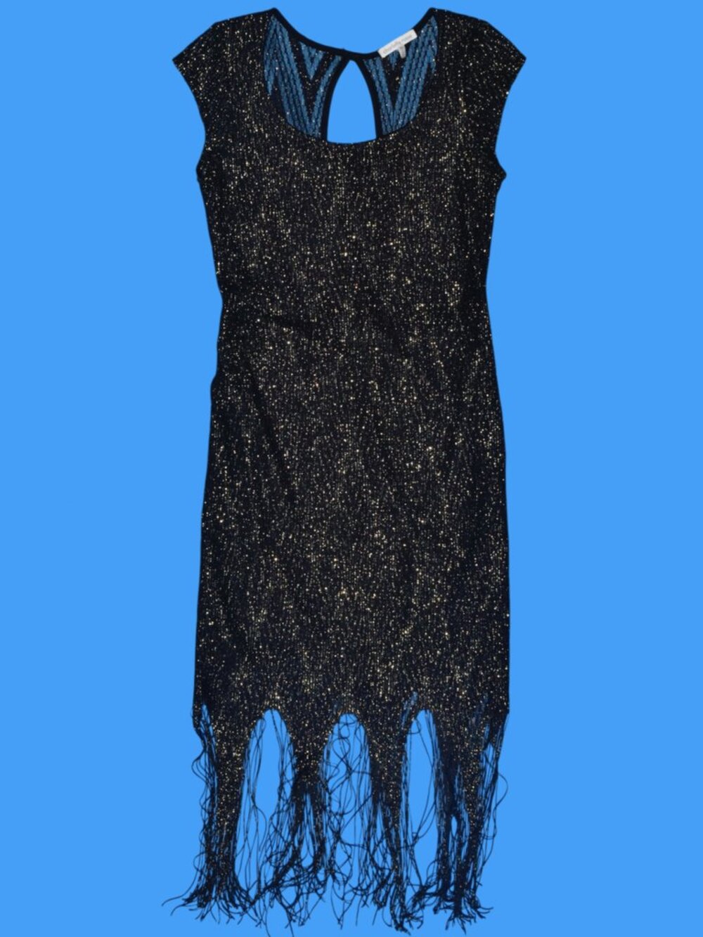 Y2K Indie Sleaze Charlotte Russe Metallic Shimmer Fringe Mini Dress